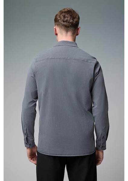 Erkek Regular Fit Gömlek(Tencel)(Tm) - Antrasit fırsatları
