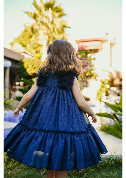 Taç Aksesuarlı Omuz Fırfır Detaylı Simli, Fiyonklu Kız Çocuk Abiye, Kız Çocuk Doğum Günü ve Parti Elbisesi indirimleri