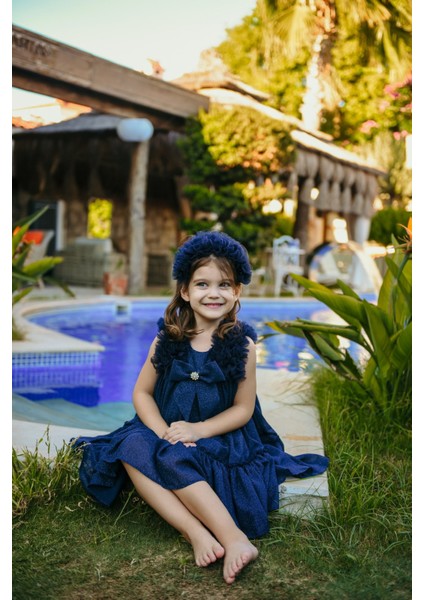 Taç Aksesuarlı Omuz Fırfır Detaylı Simli, Fiyonklu Kız Çocuk Abiye, Kız Çocuk Doğum Günü ve Parti Elbisesi fiyatları