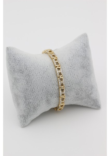 Xupıng Jewelry 14 Ayar Altın Kaplama,Kare Ortası Nokta Zirkon Taşlı Bileklik fiyatları