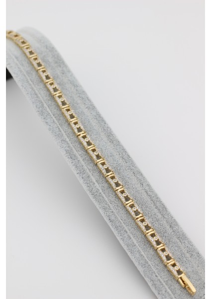 Xupıng Jewelry 14 Ayar Altın Kaplama,Kare Ortası Nokta Zirkon Taşlı Bileklik modelleri