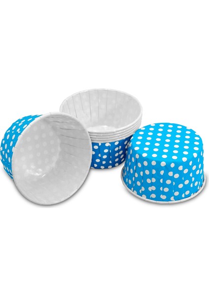 Muffin Kek Kapsülü Açık Mavi Puantiye Büyük Boy 50'li x 5 Paket
