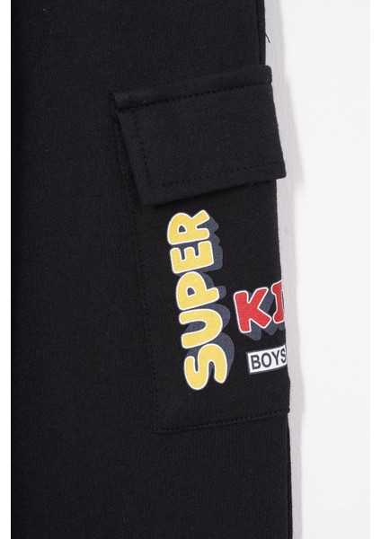 Çift Kargo Cepli Siyah Renk Erkek Çocuk Eşofman Tek Alt fiyatları