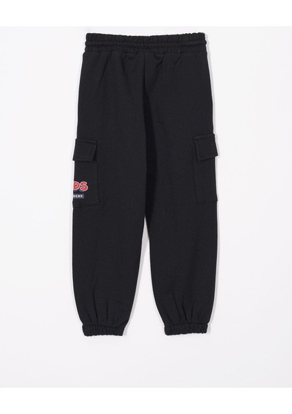 Çift Kargo Cepli Siyah Renk Erkek Çocuk Eşofman Tek Alt modelleri