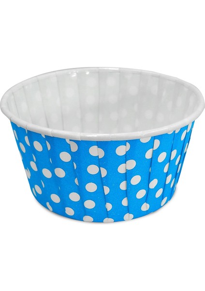 Muffin Kek Kapsülü Açık Mavi Puantiye Büyük Boy 50'li x 5 Paket
