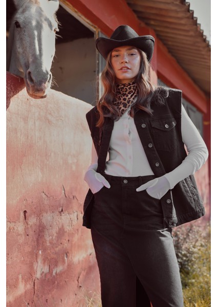 Kadın Black Oversize Jean Yelek - Black fiyatları