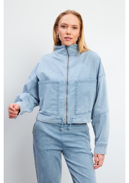 Marla Sky Blue Oversize Geniş Kesim Jean Ceket - Sky Blue modelleri