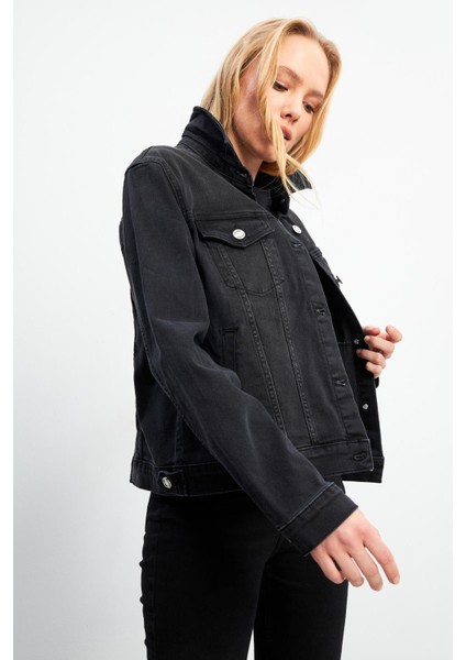 Ally Black Slim Fit Jean Ceket - Black