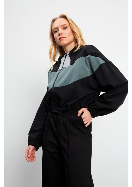 Lilian Kapüşonlu Fermuarlı Paraşüt Sweatshirt - Siyah fiyatları