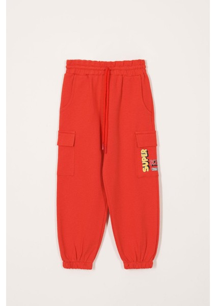 Çift Kargo Cepli Açık Kiremit Renk Erkek Çocuk Eşofman Tek Alt