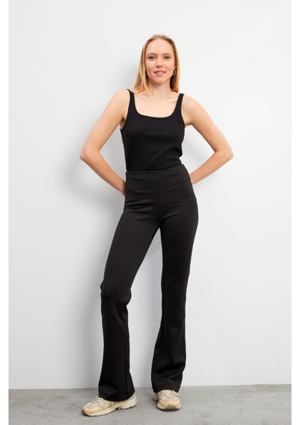 Jenna Geniş Paça Jogging Pantolon - Siyah