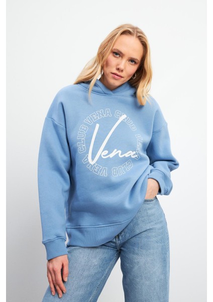Vena Club Baskılı Sweatshirt - Mavi