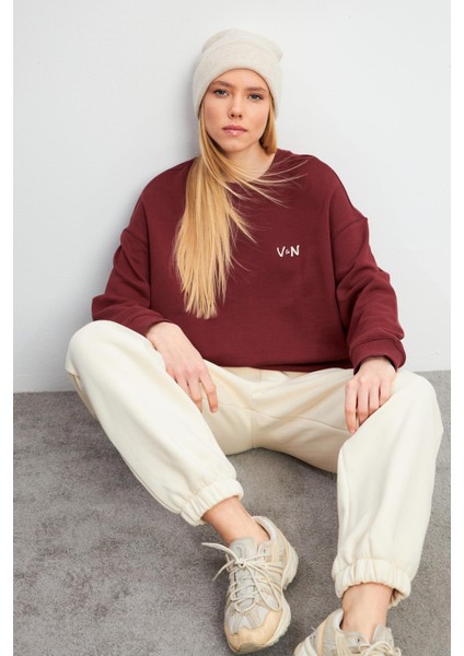 Beli Lastikli Oversize Jogging Pantolon - Kemik