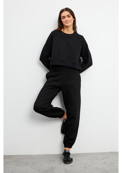 Beli Lastikli Oversize Jogging Pantolon - Siyah