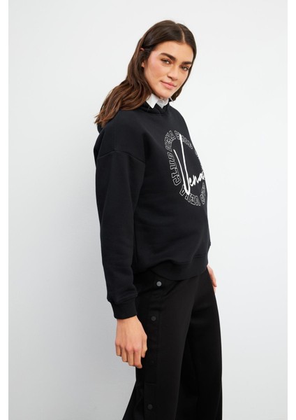 Club Baskılı Sweatshirt - Siyah modelleri