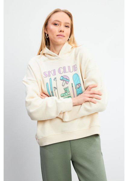 Club Baskılı Sweatshirt - Kemik modelleri