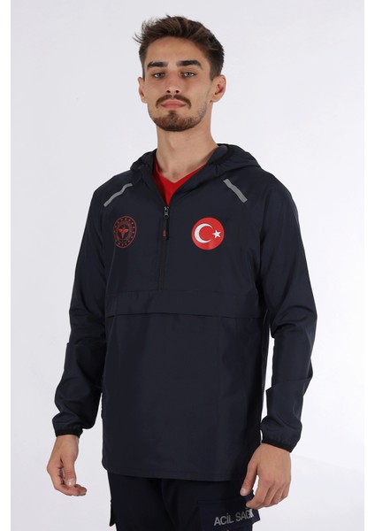 Lacivert 112 Acil Sağlık Kanguru Cep Rüzgarlık