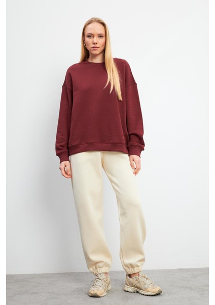 Good Wibes Baskılı Sweatshirt - Kestane