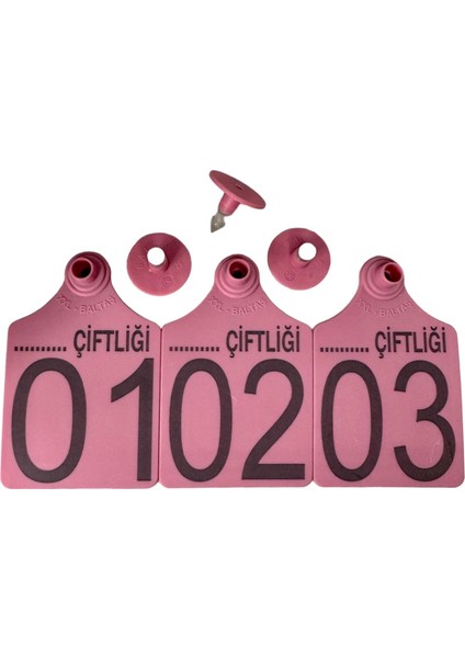 100 Adet Pembe Xl Büyükboy Hayvan Küpesi Pens Ucu