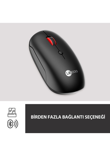 WS211 Kablosuz 1600DPI 6 Tuşlu Çift Modlu WiFi + Bluetooth Şarj Edilebilir Sessiz Optik Mouse Siyah