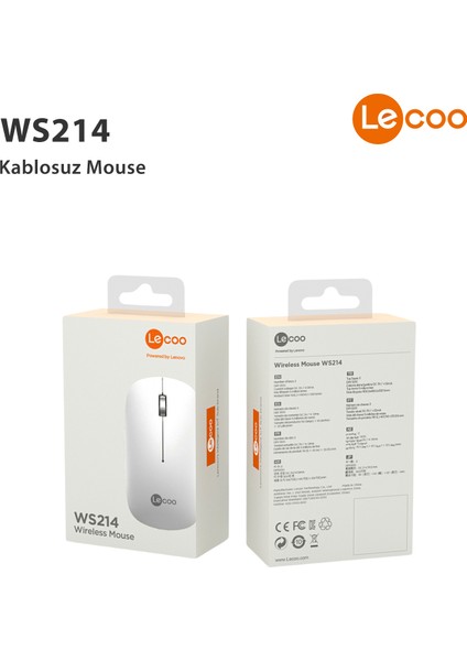 WS214 1200 Dpı 4 Tuşlu Kablosuz Mouse Beyaz