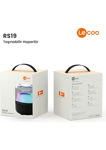 RS19 Kablosuz 10W RGB Aydınlatmalı Bluetooth/USB/AUX/SD Kart Stereo Taşınabilir Hoparlör Siyah