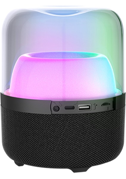 RS19 Kablosuz 10W RGB Aydınlatmalı Bluetooth/USB/AUX/SD Kart Stereo Taşınabilir Hoparlör Siyah