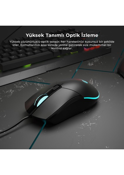 MS120 USB Kablolu 2400DPI 4 Tuşlu RGB LED Aydınlatmalı Optik Gaming Optik Mouse Siyah fiyatları