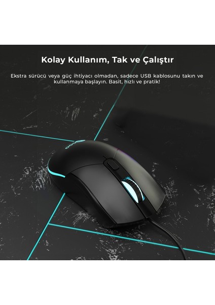 MS120 USB Kablolu 2400DPI 4 Tuşlu RGB LED Aydınlatmalı Optik Gaming Optik Mouse Siyah modelleri