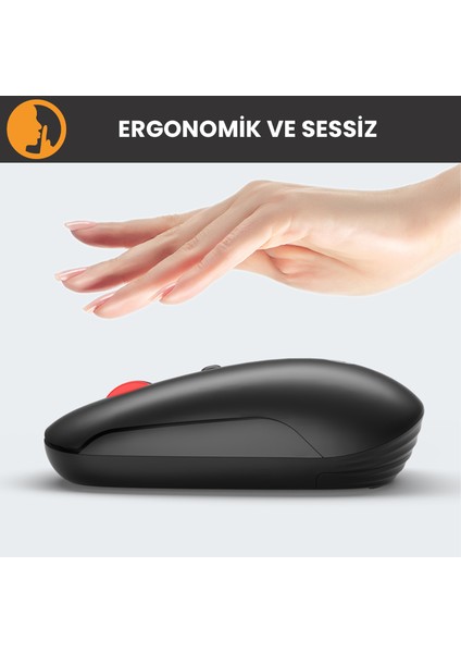 WS211 Dual Mod 2.4GHz WiFi + Bluetooth 1600DPI 6 Tuşlu Şarjlı Sessiz Kompakt Kablosuz Optik Mouse Beyaz