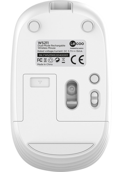 WS211 Dual Mod 2.4GHz WiFi + Bluetooth 1600DPI 6 Tuşlu Şarjlı Sessiz Kompakt Kablosuz Optik Mouse Beyaz