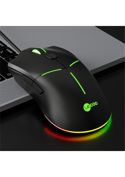 MS109 Kablolu RGB LED Aydınlatmalı 6400 DPI 8 Makro Tuşlu 132g Gaming Mouse Siyah