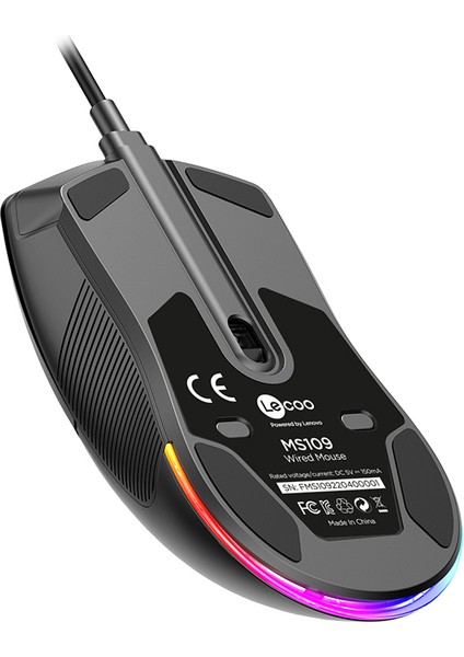 MS109 Kablolu RGB LED Aydınlatmalı 6400 DPI 8 Makro Tuşlu 132g Gaming Mouse Siyah
