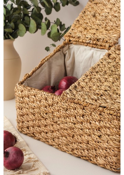 Fabien - 2 Bölmeli Iç Korumalı Hasır Kapaklı Çok Amaçlı Patates ve Soğan Sepeti modelleri