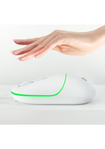 MS110 USB Kablolu 2400DPI 4 Tuşlu RGB Sessiz Click PC, Mac, Dizüstü Bilgisayar ile Uyumlu Optik Mouse Beyaz