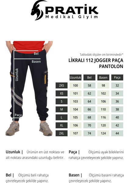 Lacivert Jogger Paça Likralı 112 Acil Sağlık Pantolonu Unisex