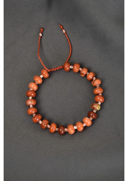 Jasper Doğal Taş Makrome Örme Bileklik Rondel Kesim