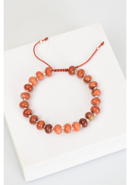 Jasper Doğal Taş Makrome Örme Bileklik Rondel Kesim fiyatları