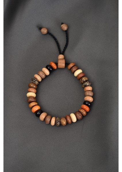 Miks Ağaç Makrome Örme Bileklik Rondel Kesim