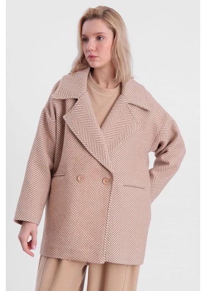 80CM Camel Balık Sırtı Kaban