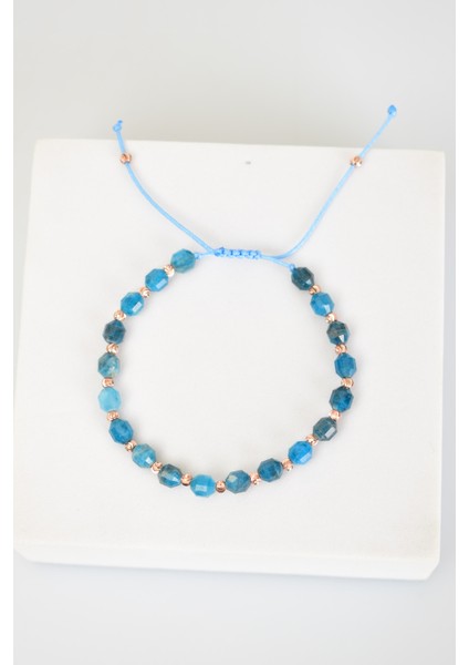 Apatit Doğal Taş Makrome Örme Bileklik Hexagonel Kesim