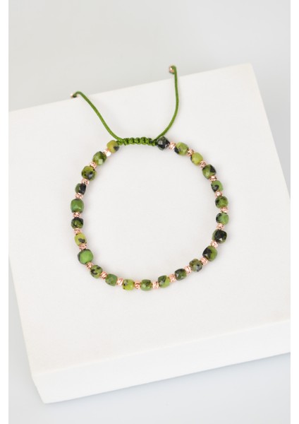 Kanada Yeşim Doğal Taş Makrome Örme Bileklik Fasetli Küp Kesim fiyatları