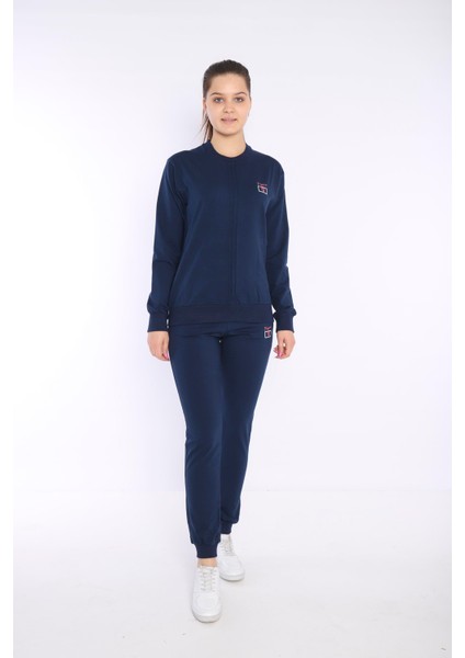 Kadın Sweatshirt Açık Lacivert Iki Iplik Dikiş Detaylı Uzun Kol Lastikli Paça Eşofman Takım - 7643 fiyatları