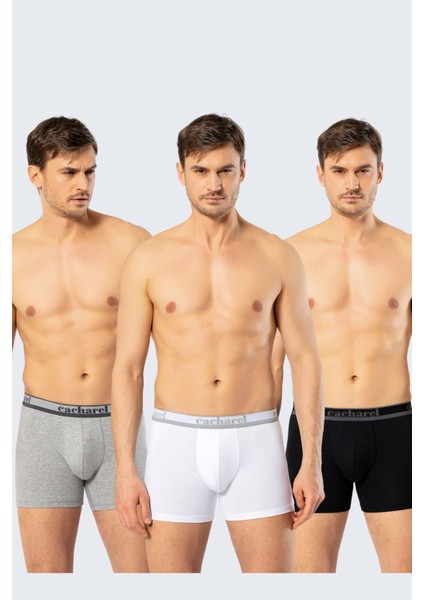 3'lü Erkek Boxer, Uzun Paça Pamuklu Likralı Erkek Boxer