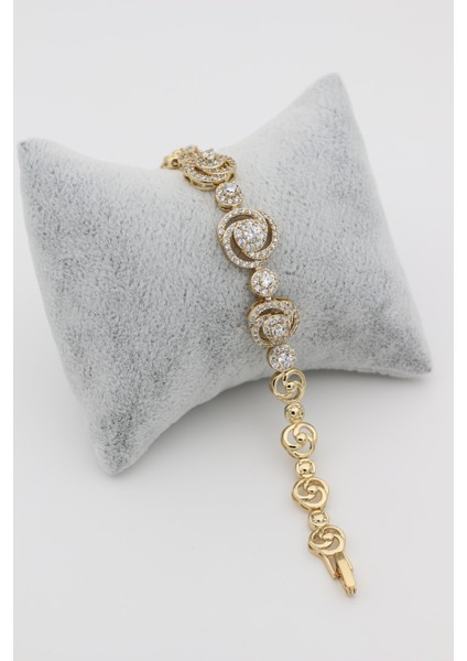 Xupıng Jewelry 14 Ayar Altın Kaplama, Hipnoz Model Zirkon Taşlı Bileklik