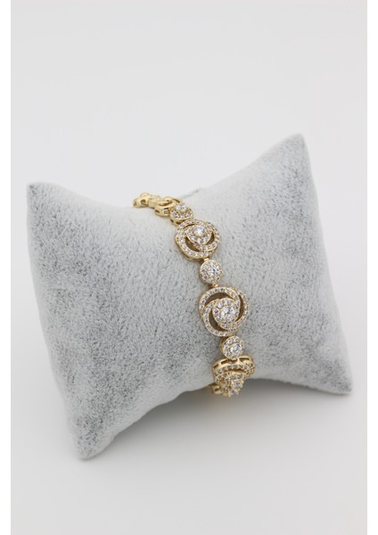 Xupıng Jewelry 14 Ayar Altın Kaplama, Hipnoz Model Zirkon Taşlı Bileklik