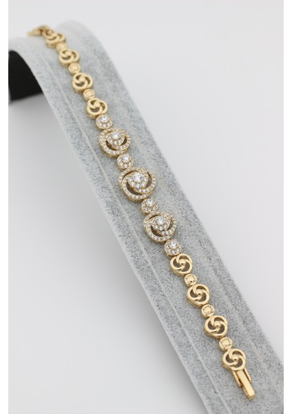 Xupıng Jewelry 14 Ayar Altın Kaplama, Hipnoz Model Zirkon Taşlı Bileklik