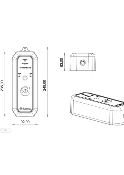 2,3 - 3,7 kw Mini Mobil Araç Şarj Aleti 5 Metre BEV-111-0001