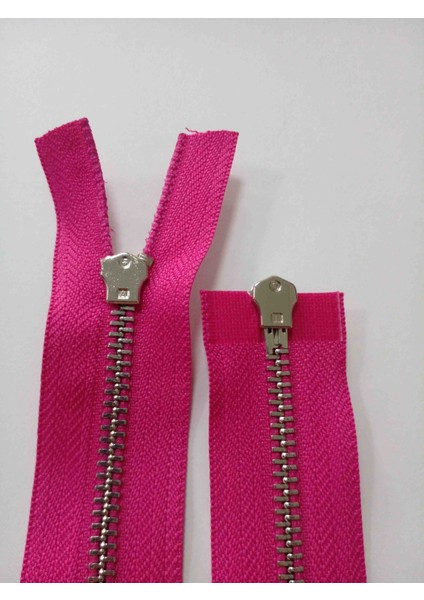 100 cm 1 Adet Çift Kafalı Parlak Gümüş Diş Fuşya Rengi 5 No Metal Kombi Fermuar modelleri