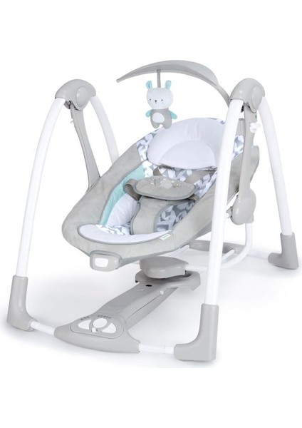 ConvertMe 2'si 1 Arada Kompakt Taşınabilir Otomatik Bebek Salıncağı ve Bebek Koltuğu, Pil Tasarrufu Sağlayan Titreşimler, Doğa Sesleri, 0-9 Ay 3-9 kg (Swell)